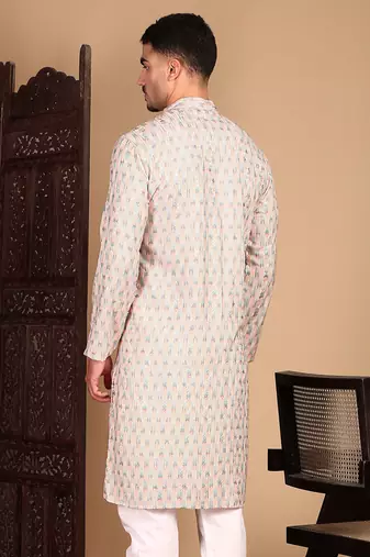Light pink chicabstractchikankari kurta with sequin kurta