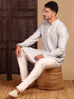Sky blue chicabstract sequin chikankari kurta 1