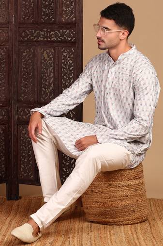 Sky blue chicabstract sequin chikankari kurta
