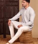 Sky blue chicabstract sequin chikankari kurta