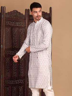 Sky blue chicabstract sequin chikankari kurta 2