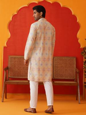 Grey viscose rayon embroidered kurta pyjama set 3