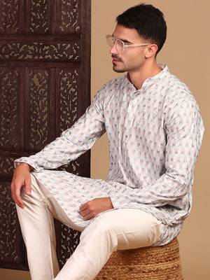Sky blue chicabstract sequin chikankari kurta 4