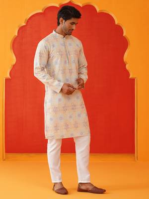 Grey viscose rayon embroidered kurta pyjama set 4