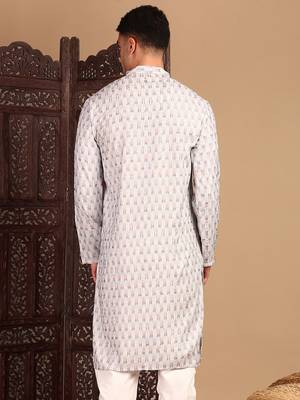 Sky blue chicabstract sequin chikankari kurta 5