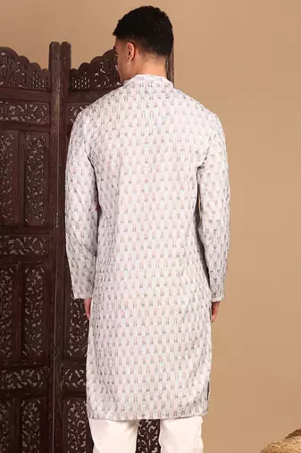 Sky blue chicabstract sequin chikankari kurta