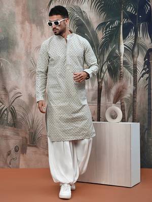 Pista sequins chikankari kurta 1