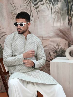 Pista sequins chikankari kurta 4