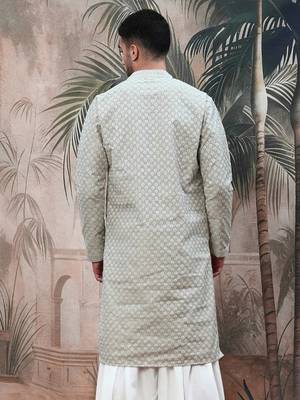 Pista sequins chikankari kurta 5