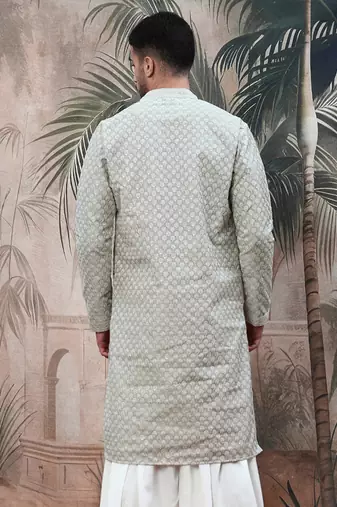 Pista sequins chikankari kurta