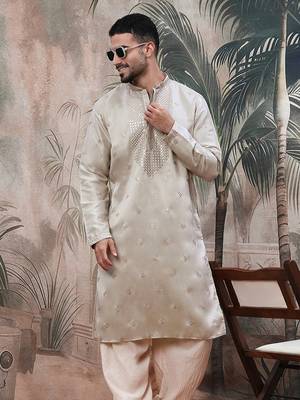 Grey sequin chic patternchikankari kurta 4