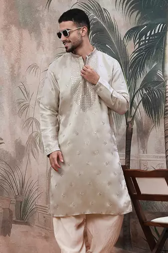Grey sequin chic patternchikankari kurta