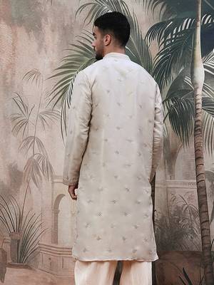 Grey sequin chic patternchikankari kurta 5