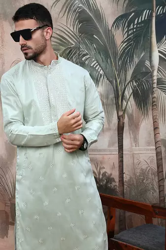 Greensequin chic pattern steelchikankari kurta