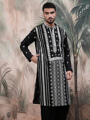 Black sequin chic pattern chikankari kurta 2