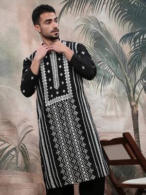 Black sequin chic pattern chikankari kurta 3