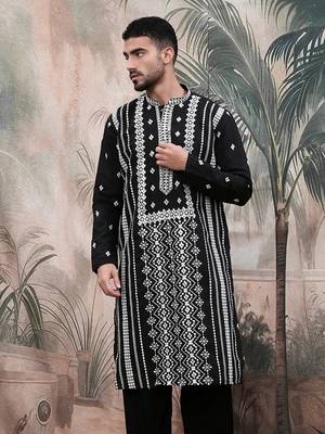 Black sequin chic pattern chikankari kurta 4