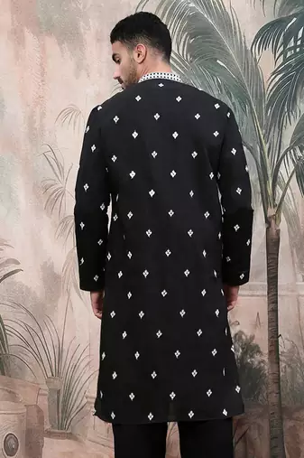 Black sequin chic pattern chikankari kurta