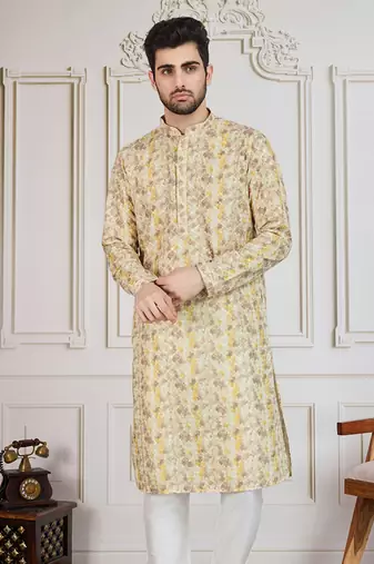 Brown printed with sequins kurta