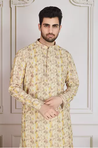 Brown printed with sequins kurta