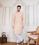 Orange printed with sequins kurta