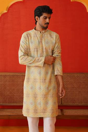 Pista viscose rayon embroidered kurta pyjama set