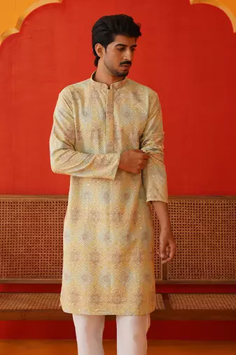 Pista viscose rayon embroidered kurta pyjama set