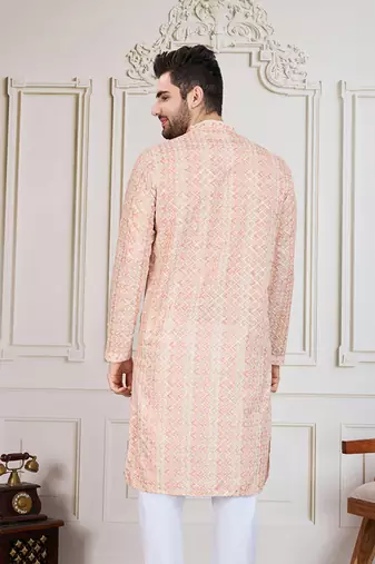 Orange printed with sequins kurta