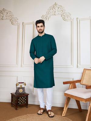 firozi solid chikankari kurta 1