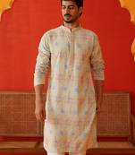 Sky viscose rayon embroidered kurta pyjama set