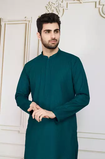 firozi solid chikankari kurta