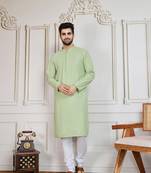 Light green solid chikankari kurta