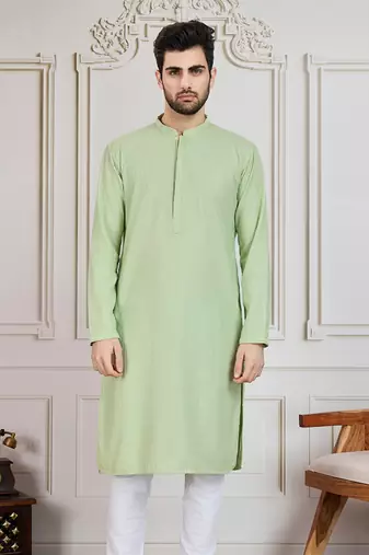 Light green solid chikankari kurta