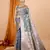 Grey banarasi silk blend saree with woven jari work