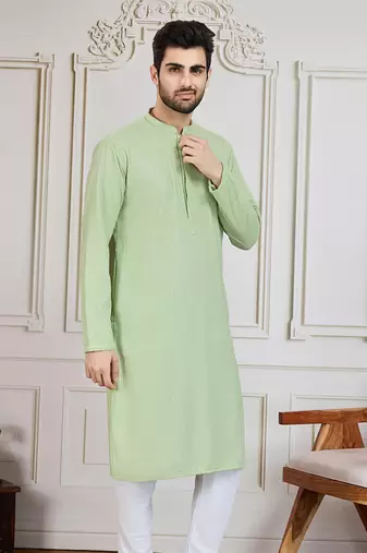 Light green solid chikankari kurta