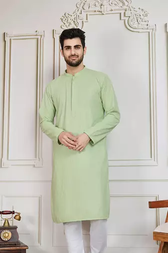 Light green solid chikankari kurta