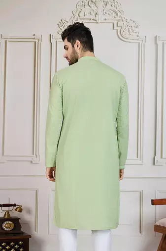 Light green solid chikankari kurta