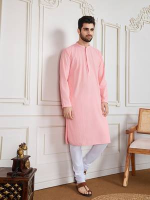 Pink solid chikankari kurta 1