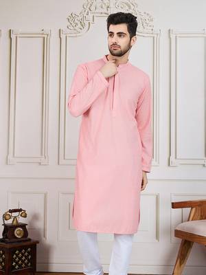 Pink solid chikankari kurta 2