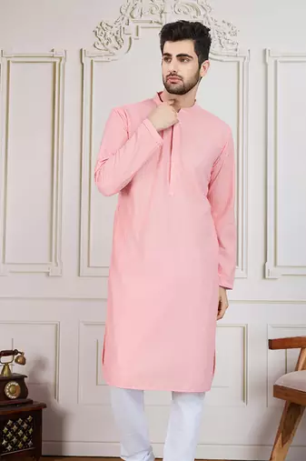 Pink solid chikankari kurta
