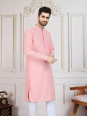 Pink solid chikankari kurta 3