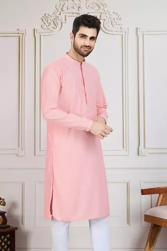 Pink solid chikankari kurta