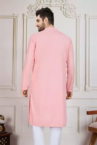 Pink solid chikankari kurta