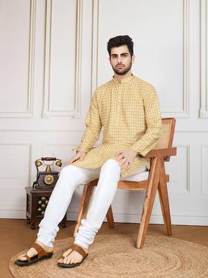 brown printed with sequins work kurta 1