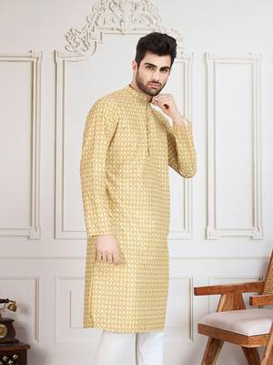 brown printed with sequins work kurta 3