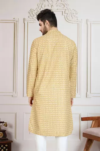 brown printed with sequins work kurta