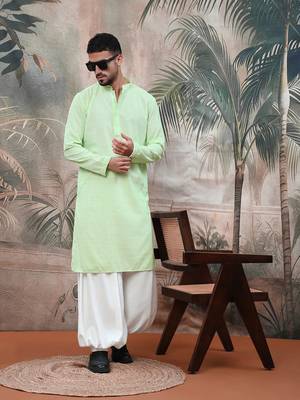 light greensolid chikankari handcraftedkurta 1