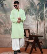 light greensolid chikankari handcraftedkurta