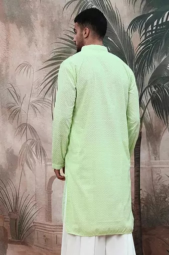 light greensolid chikankari handcraftedkurta