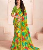Light green georgette elegant designer digital printed saree